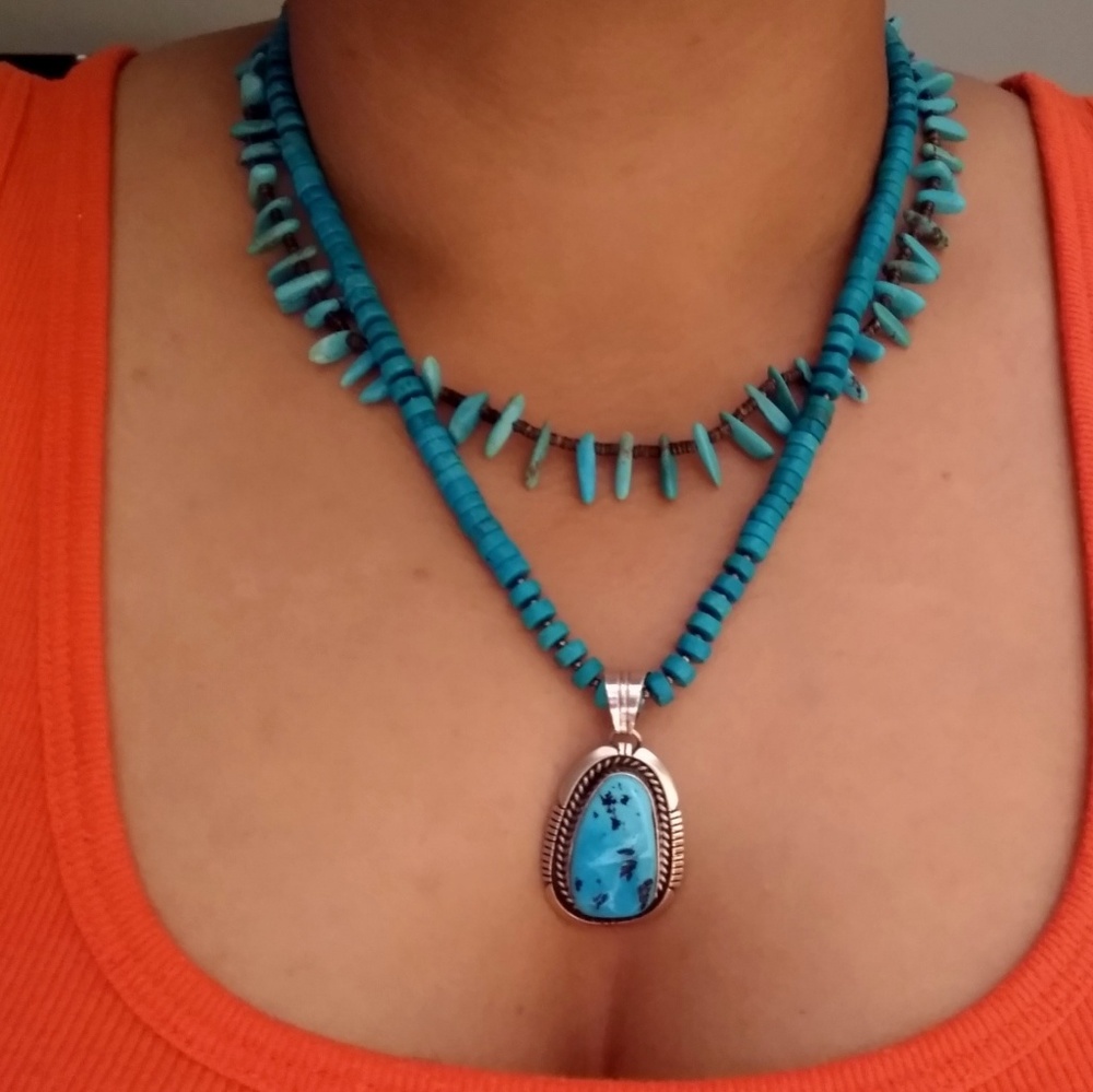 Santo Domingo Turquoise fringe heshi Heishi bead